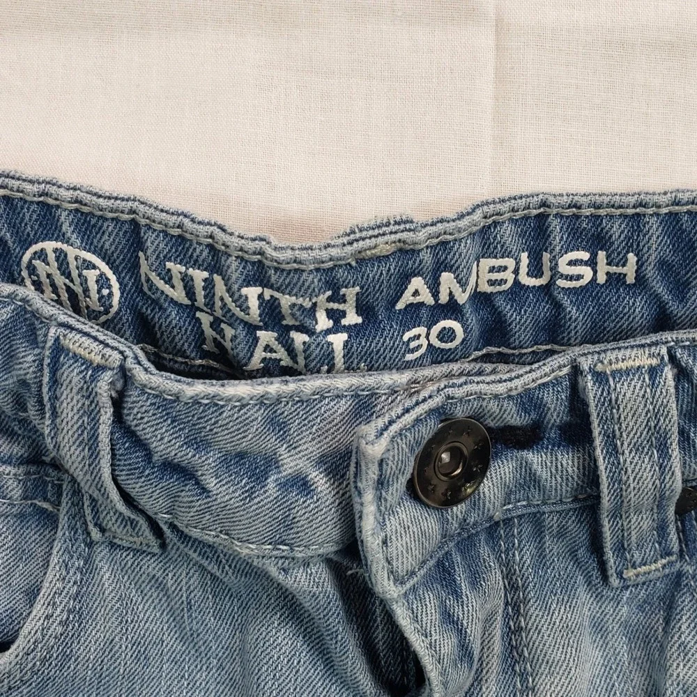 Ninth‎ Ambush Hall Jeans Light Wash Embroidered Skull Rose Chain Denim